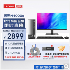 联想(Lenovo)商用办公台式机电脑主机 扬天i3-12100 8G 512G
